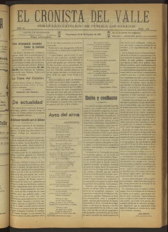 'El Cronista del Valle' - Época 1ª Año IX Número 454 - 1918 noviembre 16