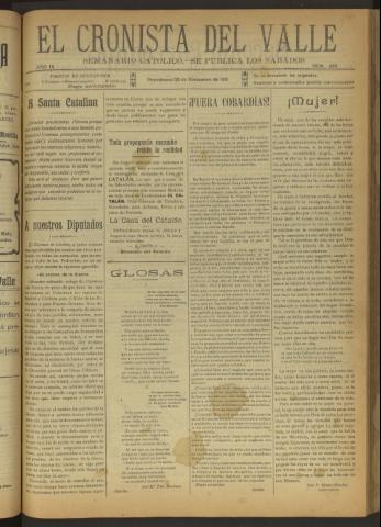 'El Cronista del Valle' - Época 1ª Año IX Número 455 - 1918 noviembre 23