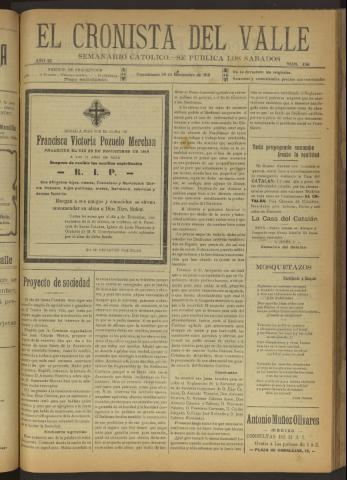 'El Cronista del Valle' - Época 1ª Año IX Número 456 - 1918 noviembre 30