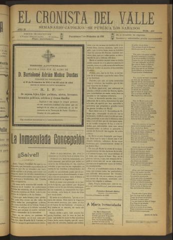 'El Cronista del Valle' - Época 1ª Año IX Número 457 - 1918 diciembre 07