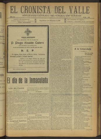 'El Cronista del Valle' - Época 1ª Año IX Número 458 - 1918 diciembre 14