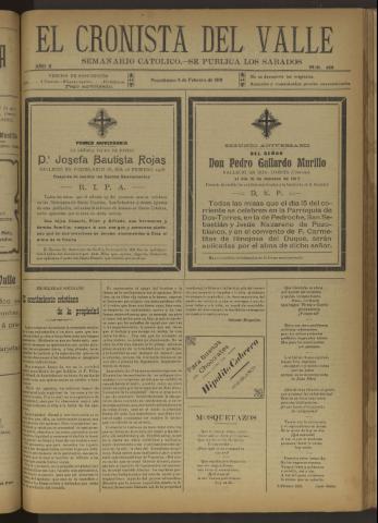 'El Cronista del Valle' - Época 1ª Año X Número 466 - 1919 febrero 08