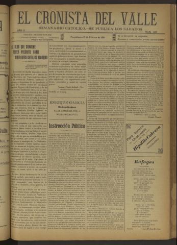 'El Cronista del Valle' - Época 1ª Año X Número 467 - 1919 febrero 15