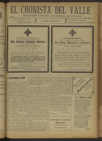 'El Cronista del Valle' - Época 1ª Año X Número 469 - 1919 marzo 01
