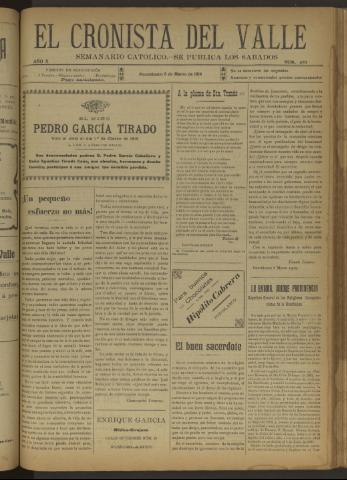 'El Cronista del Valle' - Época 1ª Año X Número 470 - 1919 marzo 08