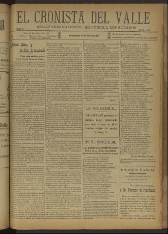 'El Cronista del Valle' - Época 1ª Año X Número 475 - 1919 abril 12