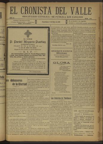 'El Cronista del Valle' - Época 1ª Año X Número 478 - 1919 mayo 03