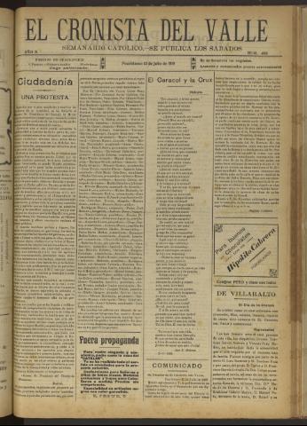 'El Cronista del Valle' - Época 1ª Año X Número 488 - 1919 julio 12