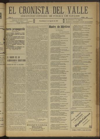 'El Cronista del Valle' - Época 1ª Año X Número 491 - 1919 agosto 02