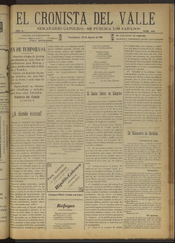 'El Cronista del Valle' - Época 1ª Año X Número 495 - 1919 agosto 30