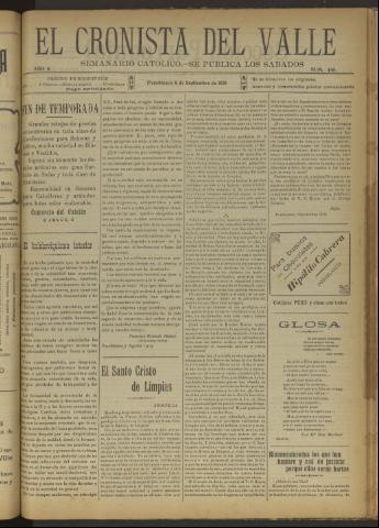 'El Cronista del Valle' - Época 1ª Año X Número 496 - 1919 septiembre 06