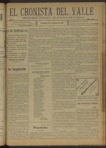 'El Cronista del Valle' - Época 1ª Año X Número 498 - 1919 septiembre 20