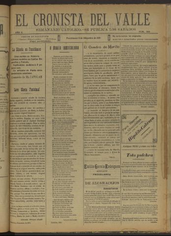 'El Cronista del Valle' - Época 1ª Año X Número 509 - 1919 diciembre 06