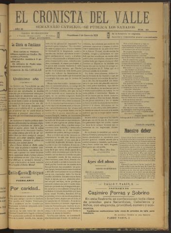 'El Cronista del Valle' - Época 1ª Año XI Número 513 - 1920 enero 03