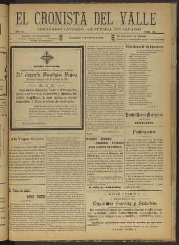 'El Cronista del Valle' - Época 1ª Año XI Número 518 - 1920 febrero 07