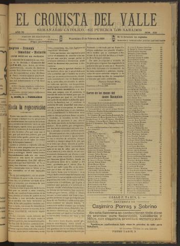 'El Cronista del Valle' - Época 1ª Año XI Número 520 - 1920 febrero 21