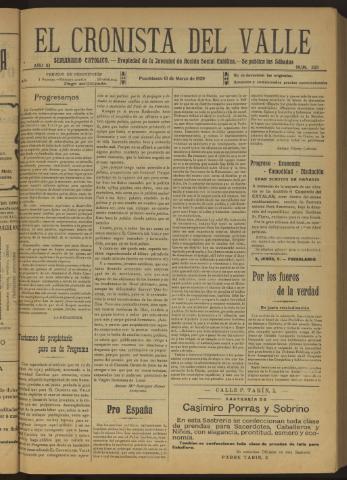 'El Cronista del Valle' - Época 1ª Año XI Número 523 - 1920 marzo 13