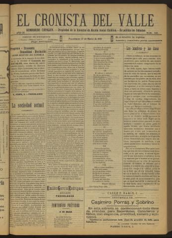 'El Cronista del Valle' - Época 1ª Año XI Número 525 - 1920 marzo 27
