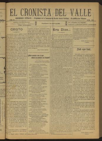'El Cronista del Valle' - Época 1ª Año XI Número 526 - 1920 abril 03