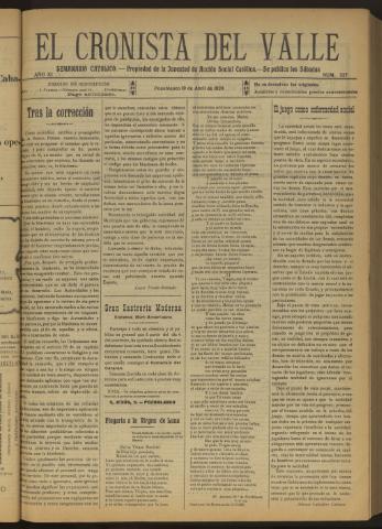 'El Cronista del Valle' - Época 1ª Año XI Número 527 - 1920 abril 10