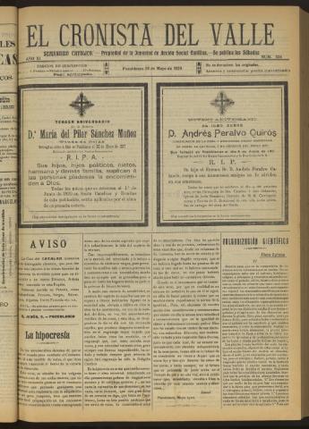 'El Cronista del Valle' - Época 1ª Año XI Número 534 - 1920 mayo 29