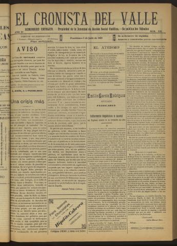 'El Cronista del Valle' - Época 1ª Año XI Número 535 - 1920 junio 05