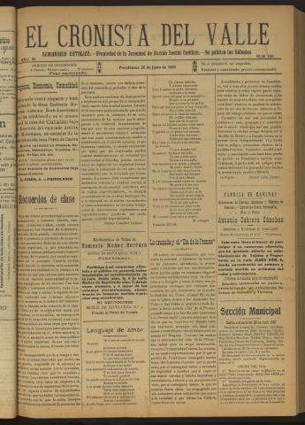 'El Cronista del Valle' - Época 1ª Año XI Número 538 - 1920 junio 26