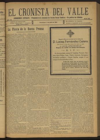 'El Cronista del Valle' - Época 1ª Año XI Número 539 - 1920 julio 03