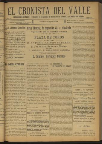 'El Cronista del Valle' - Época 1ª Año XI Número 540 - 1920 julio 10