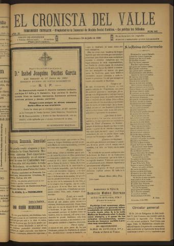 'El Cronista del Valle' - Época 1ª Año XI Número 542 - 1920 julio 24