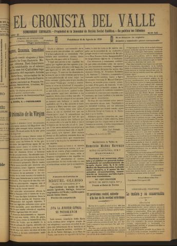 'El Cronista del Valle' - Época 1ª Año XI Número 545 - 1920 agosto 14