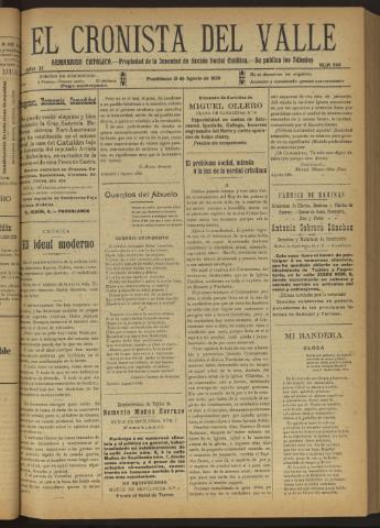 'El Cronista del Valle' - Época 1ª Año XI Número 546 - 1920 agosto 21