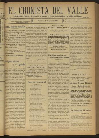 'El Cronista del Valle' - Época 1ª Año XI Número 547 - 1920 agosto 28