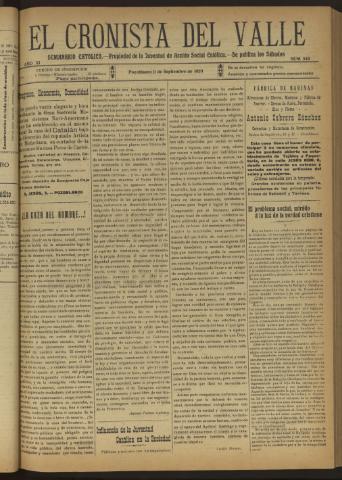 'El Cronista del Valle' - Época 1ª Año XI Número 549 - 1920 septiembre 11
