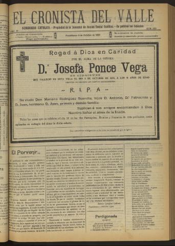 'El Cronista del Valle' - Época 1ª Año XI Número 553 - 1920 octubre 09