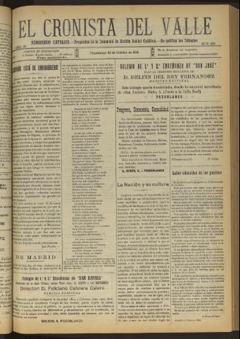 'El Cronista del Valle' - Época 1ª Año XI Número 555 - 1920 octubre 23