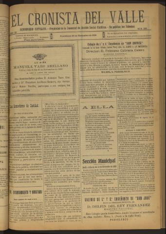 'El Cronista del Valle' - Época 1ª Año XI Número 559 - 1920 noviembre 20
