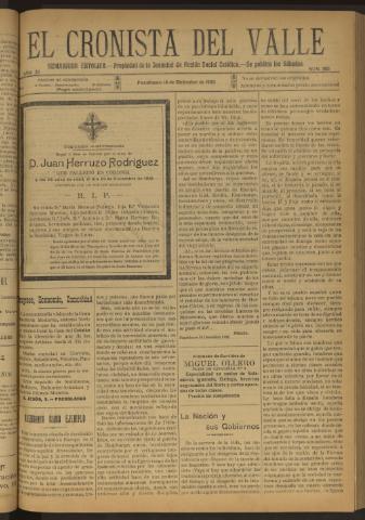 'El Cronista del Valle' - Época 1ª Año XI Número 563 - 1920 diciembre 18