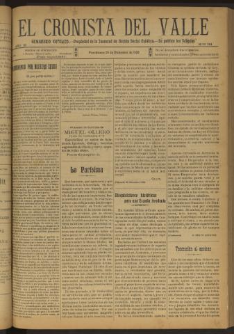 'El Cronista del Valle' - Época 1ª Año XI Número 564 - 1920 diciembre 25