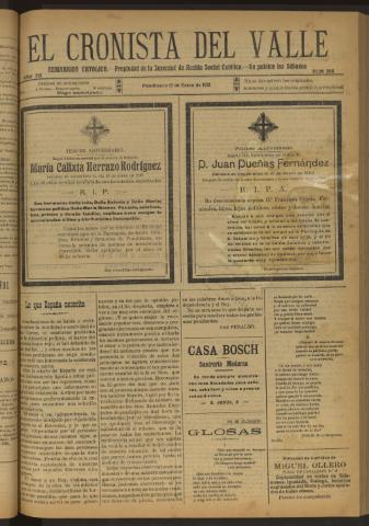'El Cronista del Valle' - Época 1ª Año XII Número 566 - 1921 enero 15