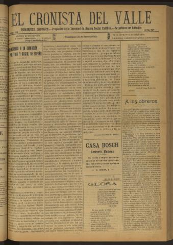 'El Cronista del Valle' - Época 1ª Año XII Número 567 - 1921 enero 22