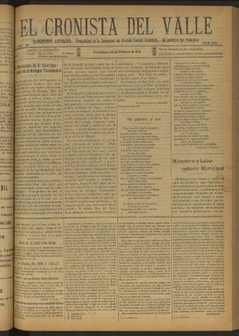 'El Cronista del Valle' - Época 1ª Año XII Número 572 - 1921 febrero 26