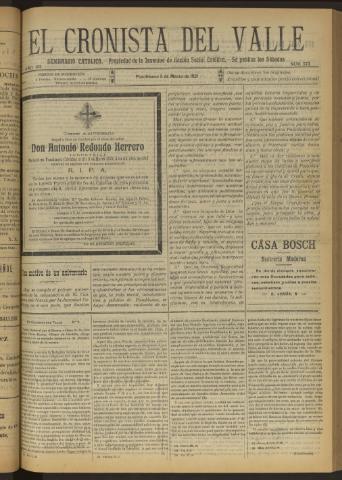 'El Cronista del Valle' - Época 1ª Año XII Número 573 - 1921 marzo 05