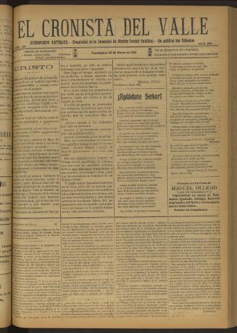 'El Cronista del Valle' - Época 1ª Año XII Número 576 - 1921 marzo 26
