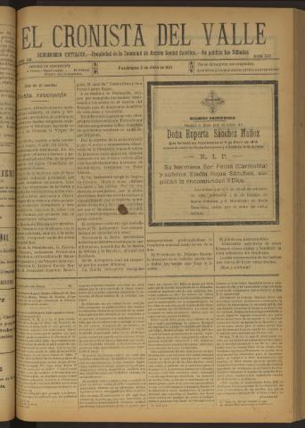 'El Cronista del Valle' - Época 1ª Año XII Número 577 - 1921 abril 02