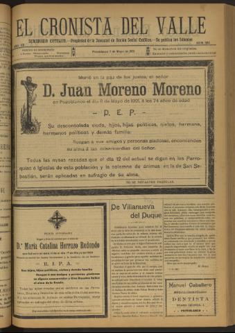'El Cronista del Valle' - Época 1ª Año XII Número 582 - 1921 mayo 07
