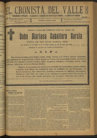 'El Cronista del Valle' - Época 1ª Año XII Número 586 - 1921 junio 04