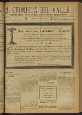 'El Cronista del Valle' - Época 1ª Año XII Número 587 - 1921 junio 11