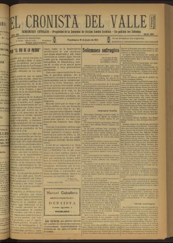 'El Cronista del Valle' - Época 1ª Año XII Número 588 - 1921 junio 18