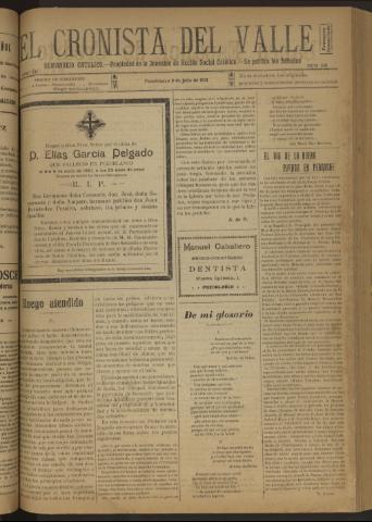 'El Cronista del Valle' - Época 1ª Año XII Número 591 - 1921 julio 09